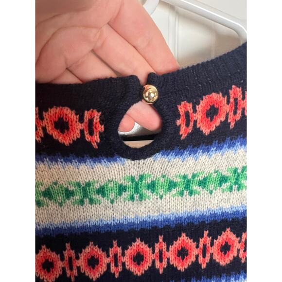 Vineyard Vines Women's M Lambswool Cashmere Sweater Fair Isle Crew Neck Blue - Picture 6 of 9